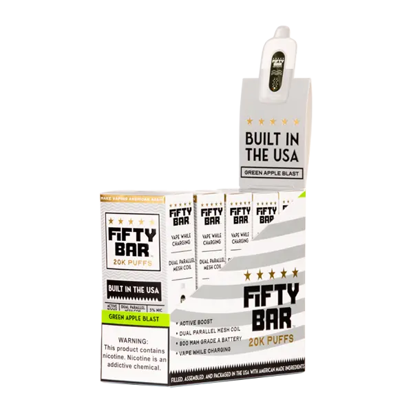 BUY 1 GET 1 FREE Green Apple Blast Fifty Bar 20K | Vape Amazon India Beard Vape Co