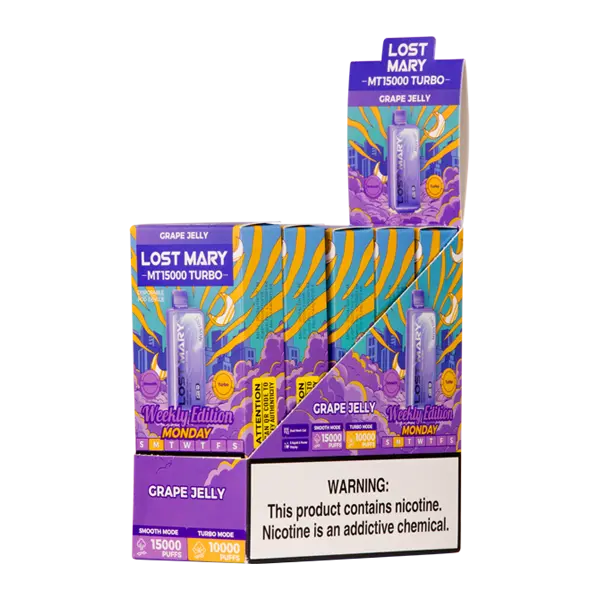 BUY 1 GET 1 FREE Grape Jelly Lost Mary MT15000 Turbo (Monday) | Vape Amazon India Lost Mary
