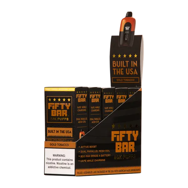 BUY 1 GET 1 FREE Gold Tobacco Fifty Bar 20K | Vape Amazon India Beard Vape Co
