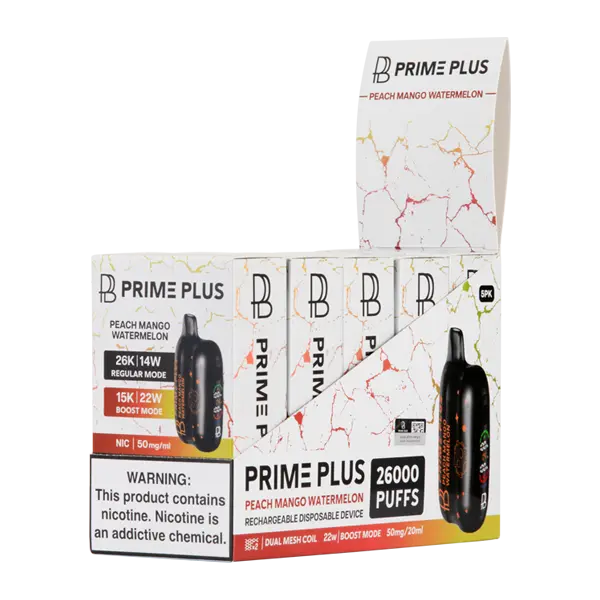 BUY 1 GET 1 FREE Peach Mango Watermelon Prime Plus 26000 | Vape Amazon India Prime Bar